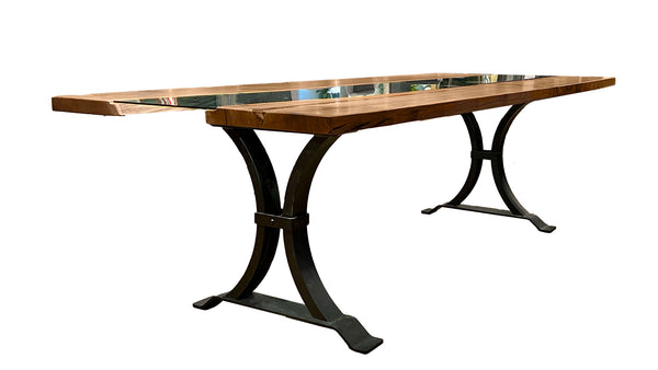 Live Edge Glass River Table - Solid Wood Made in America 42" x 96"